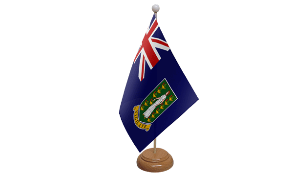 British Virgin Islands Small Flag with Wooden Stand